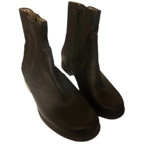 Hush Puppies Minimalist Matt Black Low Heel Side Zip Ankle Boots Sz 7M